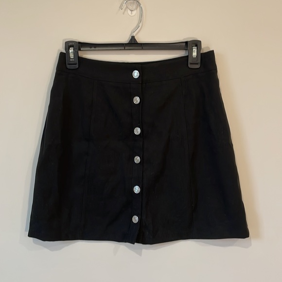 SHEIN Black Button Front A-line High Waist Solid Mini Skirt - Picture 3 of 8